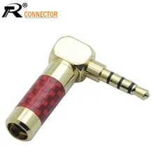 1 шт углеродного волокна для разъема для наушников, 3,5 мм 4-полюсный автоматический правый угол rca штекер позолоченный Проволочный припой разъем для наушников DIY 6 мм кабель