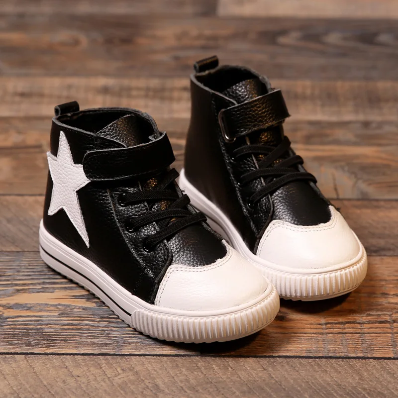 2017 Autumn Children leather shoes kids sport shoes ankle rubber boots