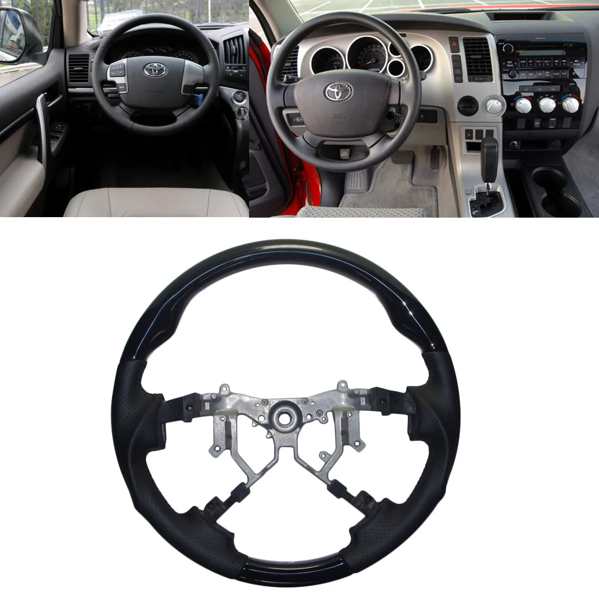 Пианино черный кожаный спортивный руль для 08 15 Toyota Land Cruiser LC200 FJ200 202 Sequoia Tundra 2014 2018