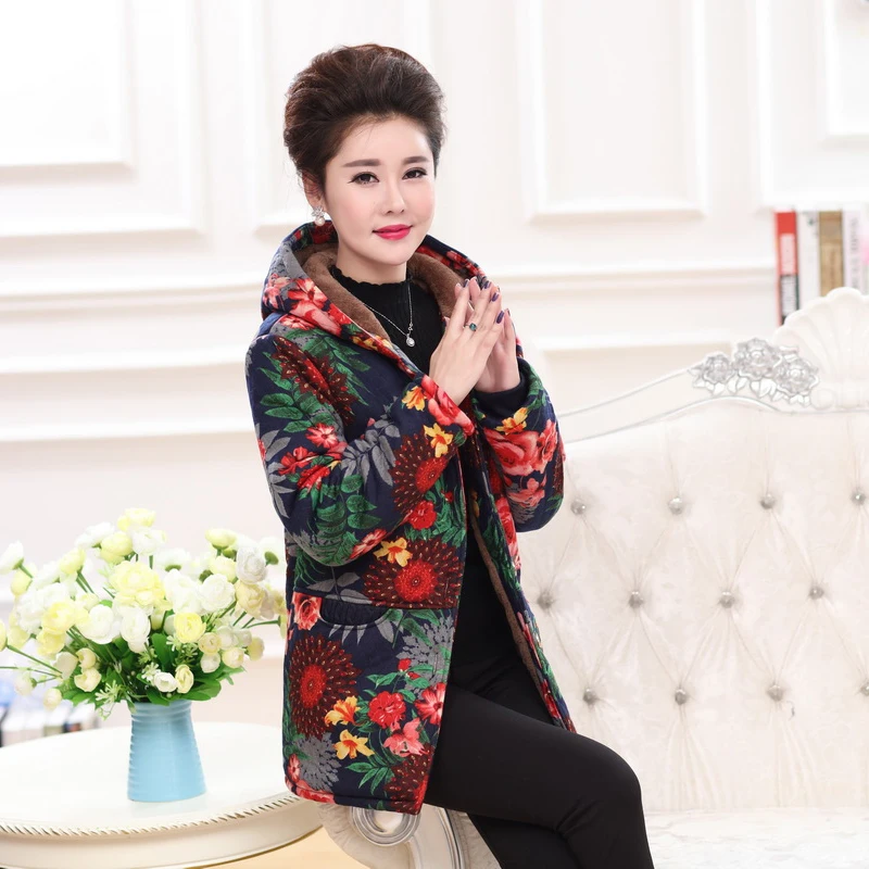 

plus size fleece thick Liner quality winter women parkas 2017 new mom hoodie jacket 4XL fashion down coat female