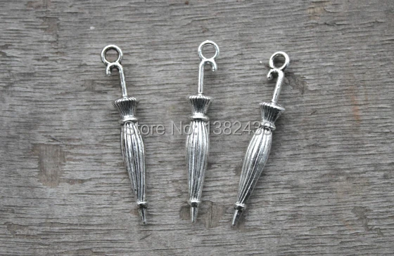 25pcs Umbrella Charms Antique Tibetan Bronze 3D Umbrella Charm Pendant 35x6mm