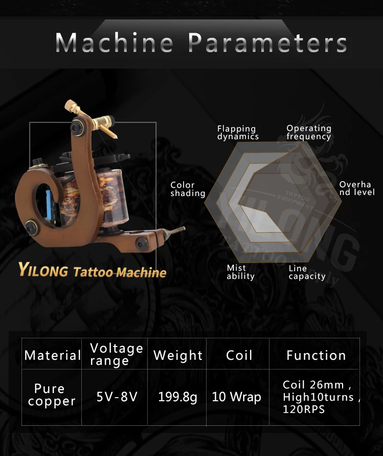 Высокопрочная 10 обмоточная катушка тату машина медь классическая оправа тату-пистолет лайнер