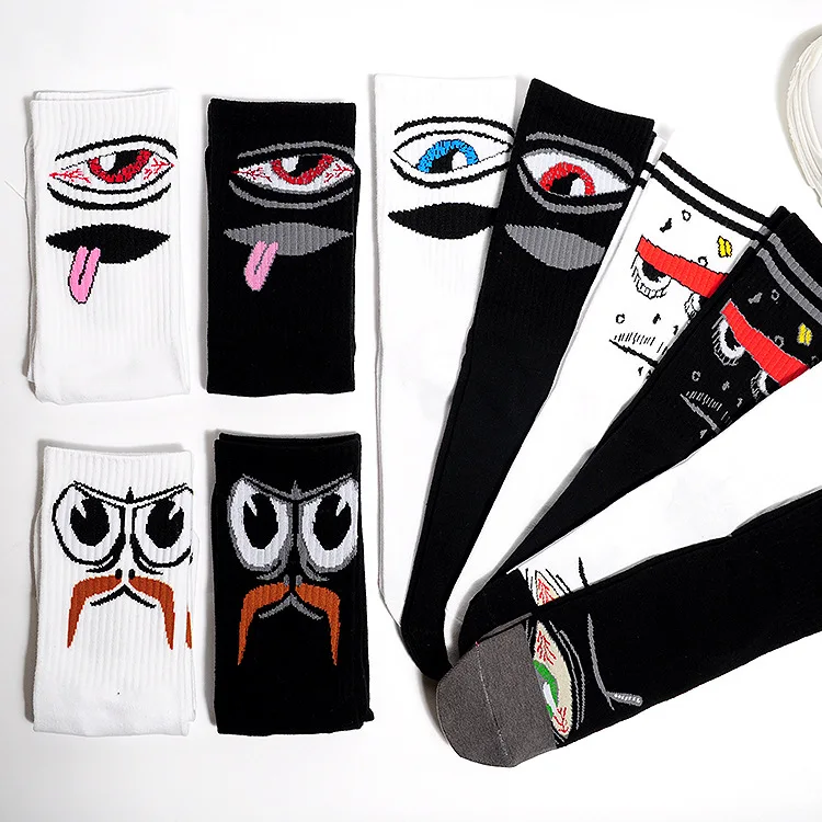 

Eye Socks Men's Ins Cotton Street Lady High Help Couple Socks Casual hip hop trend without heels happy tops crew funny long sock