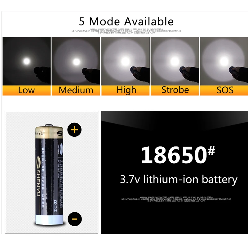 SHENYU Ultra Bright LED Flashlight Detachable Rechargeable Length Adjustable Flashlight for Camping, Hunting, Fishing & Hiking SHENYU Ultra Bright LED Flashlight Detachable Rechargeable Length Adjustable Flashlight for Camping, Hunting, Fishing & Hiking