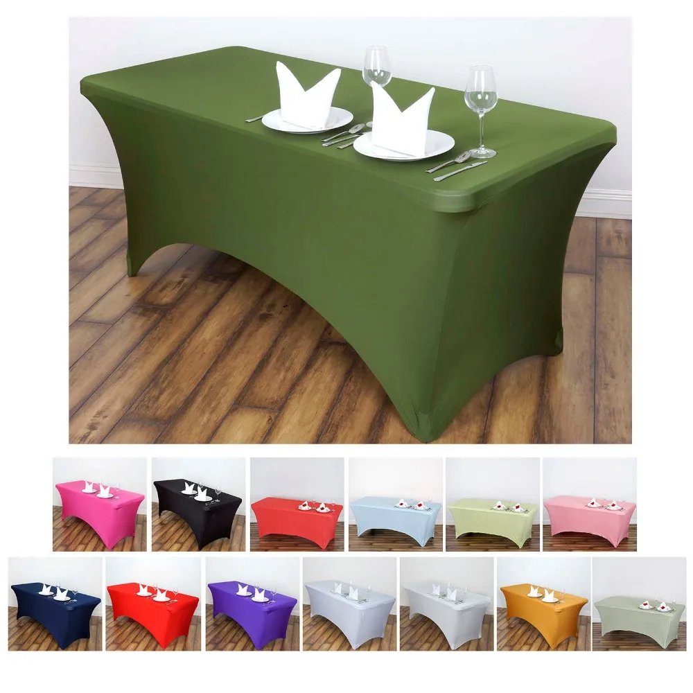 4ft 5ft 6ft 8ft Solid Color Arched Rectangular Spandex Table Cover For