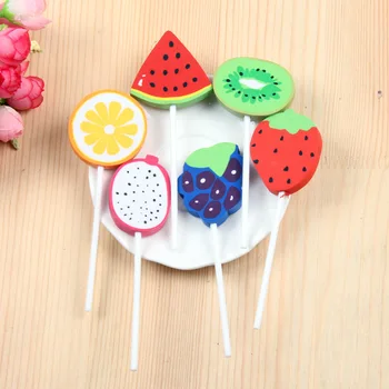 

1Pcs New Cartoon Fruit lollipop Novelty Eraser Rubber Primary School Student Prizes Gift Stationery E0545