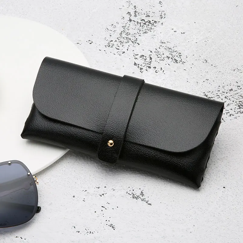 HUHAITANG PU Leather Sunglasses Case Women Portable Glasses Box Travel Spectacle Cases Luxury Brand High Quality Sunglass Pack - Цвет: Black