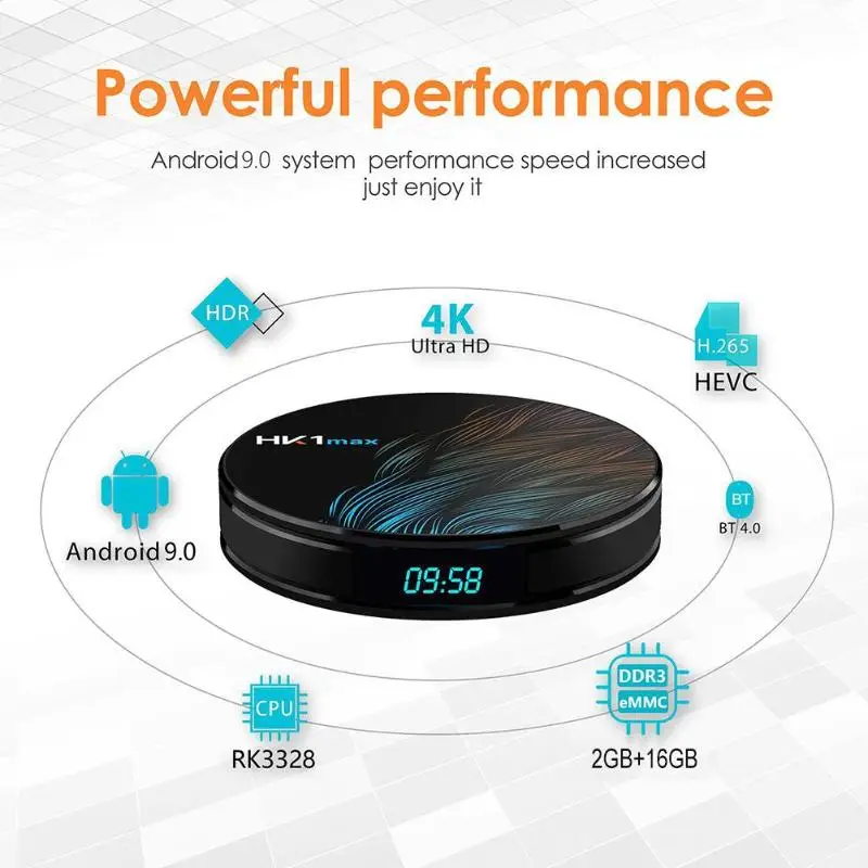 ALLOYSEED HK1max Android 9,0 Smart ТВ Box 2 Гб 16 GB RK3328 4 ядра ТВ телеприставки 2,4 г/5G Wi-Fi 4 K 3D H.265 Media Player HK1MAX