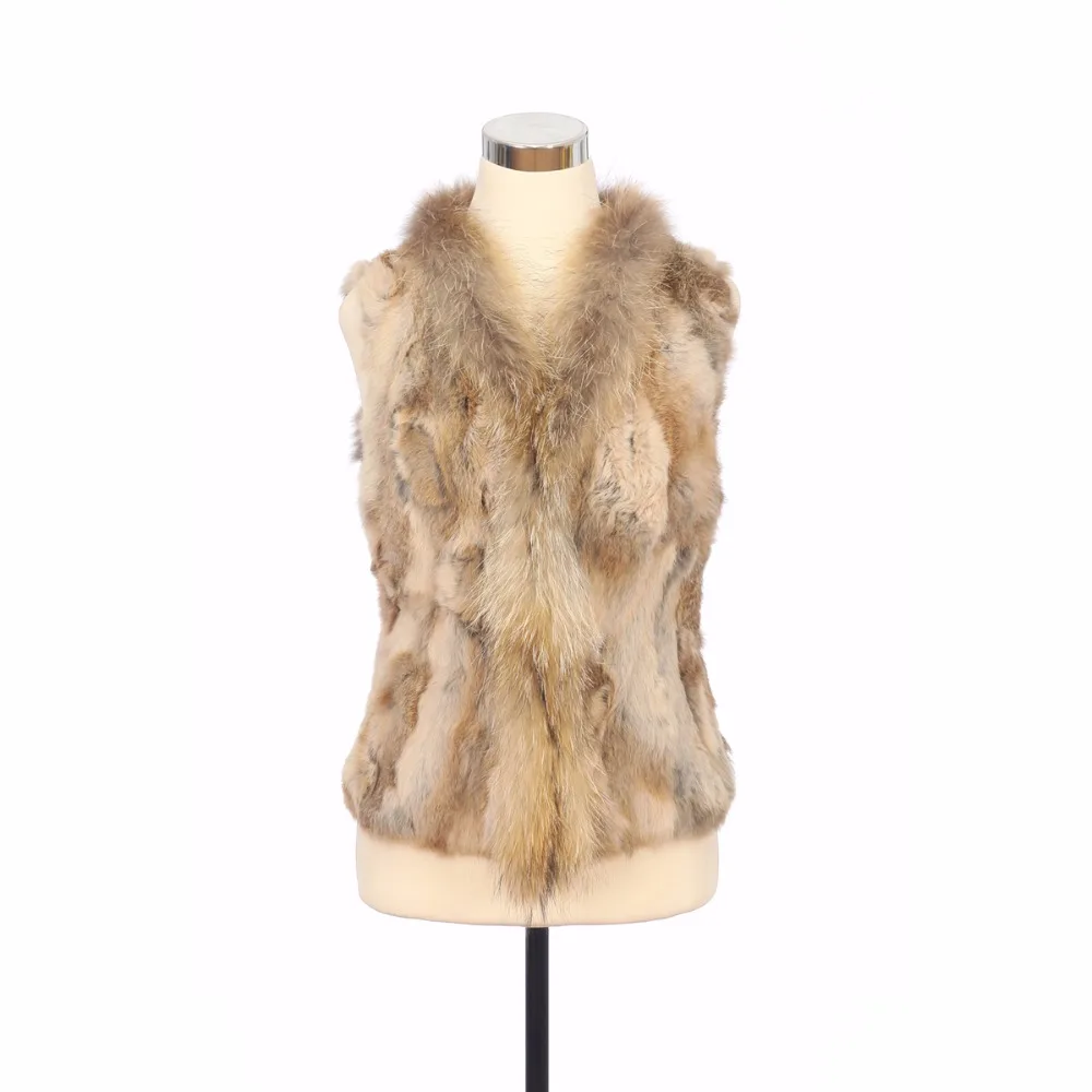 Réel Manches Chaud Raton De Fourrure Natural cou Col Lapin Survêtement Tricoté Avec Zy88033 Brown Sans Gilet Laveur Naturel Couleur V Chien qd1Bfq