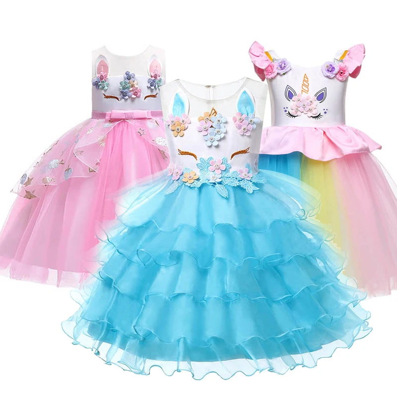 

Elegant Princess Dress Unicorn Party Kids Dresses For Girls Children Girls Costume Cinderella Snow White Dress Fantasia Infantil