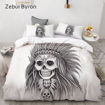 

3D Duvet Cover Set Custom,Bedding Sets USA/AU/Europe/Queen/King,Quilt/Blanket Cover Set,Bed set Indian girl Skull,drop ship