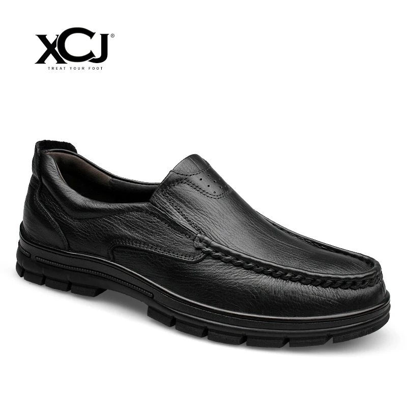 

Genuine Leather Men Shoes Brand Winter Boots Winter Shoes Men Casual Shoes Warm Plush Flats Spring Autumn Plus Big Size XCJ