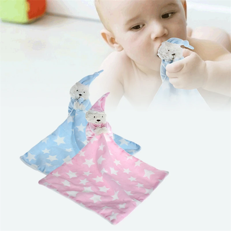 

Baby Bear Plush Toys Baby Cartoon Bibs Sleeping Security Blanket Stuffed Soft Doll Baby Plush Toys for Kids Birthday