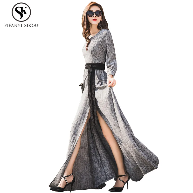 2018 осеннее Новое высококачественное дизайнерское женское Макси платье Vestidos de
