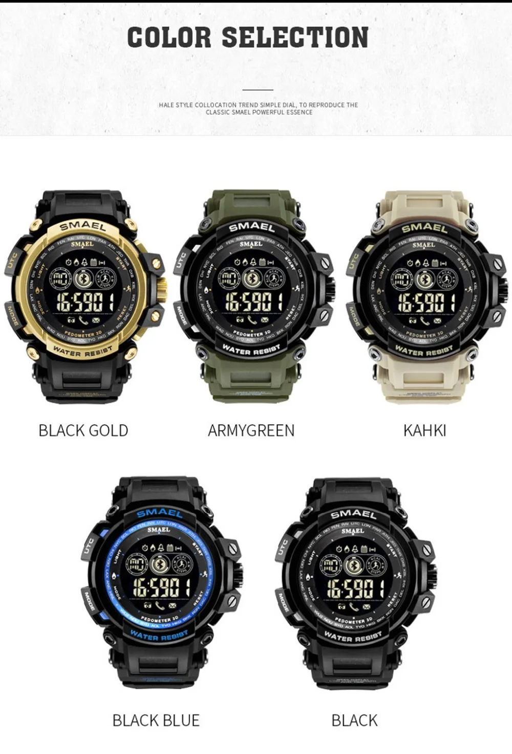 Часы Bluetooth Смарт часы мужские водонепроницаемые спортивные наручные военные светодиодный смарт-цифровые часы relogo masculino F4