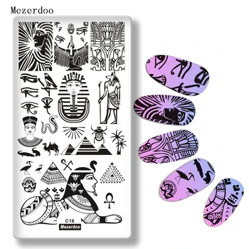 

Mezerdoo Pyramid Snake Egypt Theme Nail Art Stainless Plate Image Stamping Plates DIY Manicure Printing Template Plate Tool C16