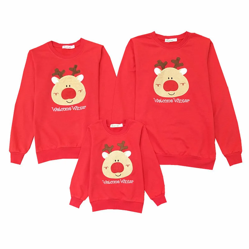 

2018 Christmas Family Look Deer Mommy and Me Clothes Matching Family Clothing Sets Mother Daughter Father Baby T-shirt New Year