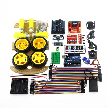 

4WD Robot Car Chassis Kit Controlled By Bluetooth For Arduino UNO R3 MEGA328P DIY Remote Control RC Toy Experiment Project Suit