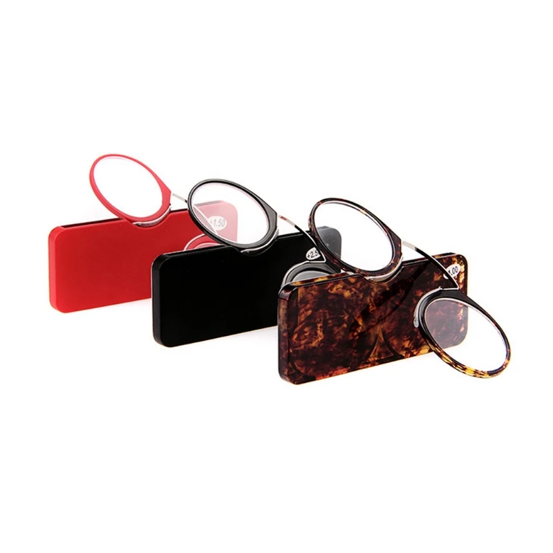 Gafas de lectura para reposar la nariz + 1,0 a + 3,5, clip de lector de cartera SOS portátil en Mini gafas de lectura con funda Gafas de lectura para reposar la nariz + 1,0 a + 3,5, clip de lector de cartera SOS portátil en Mini gafas de lectura con funda