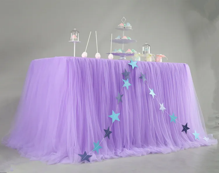 Тюлевая скатерть для стола на заказ, Свадебная вечеринка, домашний декор, вечеринка на день рождения/Вечеринка для ребенка, шифоновая газовая вуаль для невесты - Цвет: Light purple