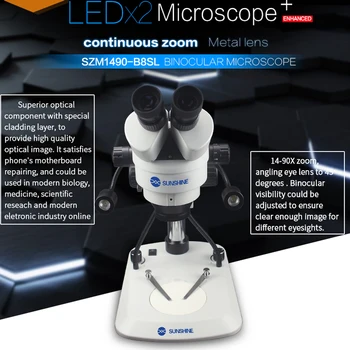 

SUNSHINE SZM1490-B8SL 14X-90X zoom stereo microscope for zoom in electronic components and equipment