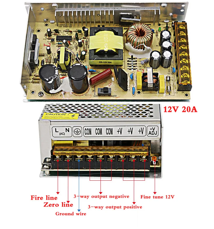 Ac dc 220v постоянного тока до DC12v 1A 2A 3A 5A 6A 8.5A 10A 16.5A 20A 30A 60A светильник ing трансформаторы адаптер Светодиодные ленты светильник импульсного источника питания