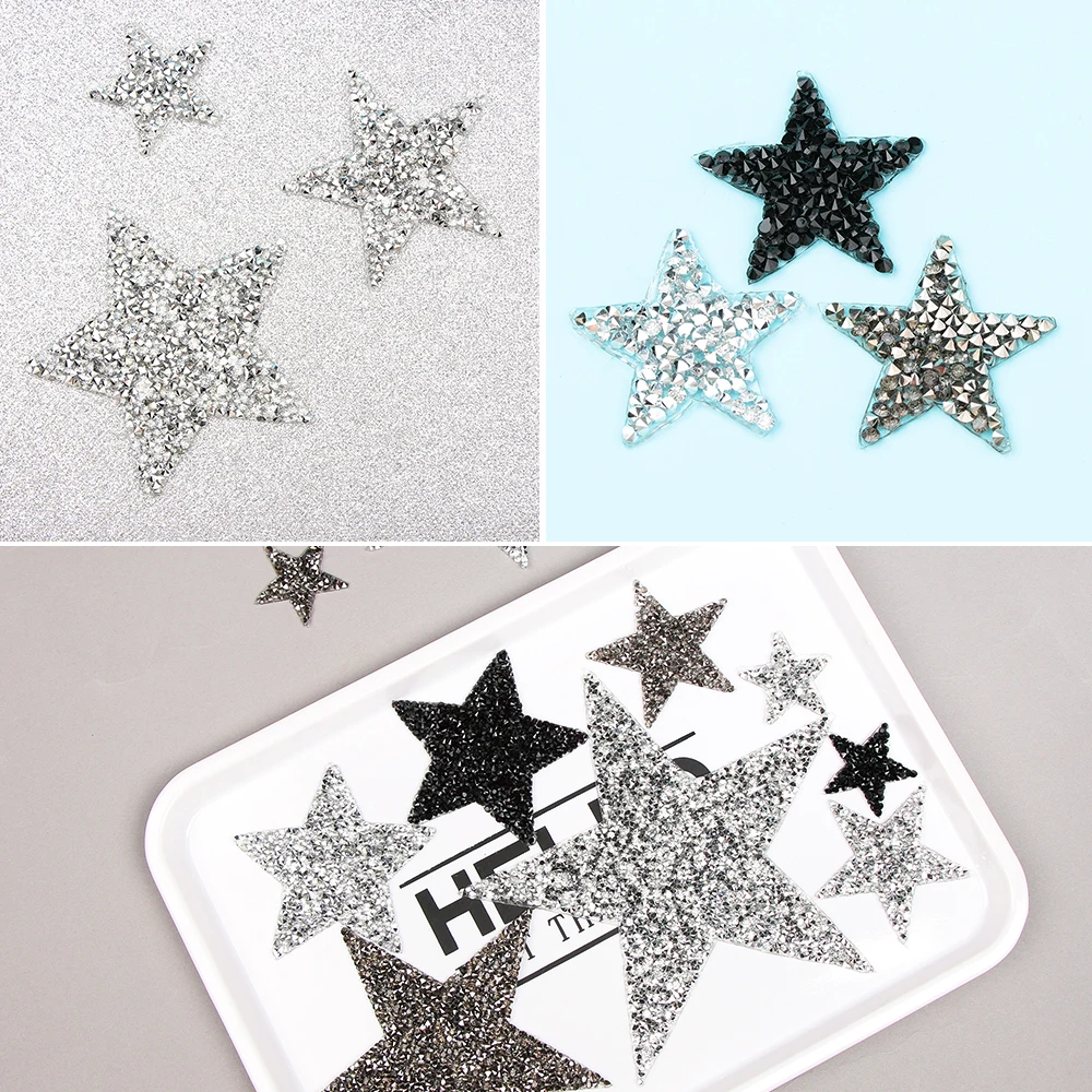 

1PC Star Patches DIY Crafts Motif Iron on Thermal Transfer Applique Patches Crystal Rhinestone Hotfix Clothing Accessories