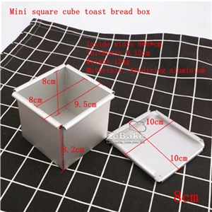 Stampo per Pane Quadrato Mini Antiaderente in Alluminio 6cm con Coperchio per Torte e Toast