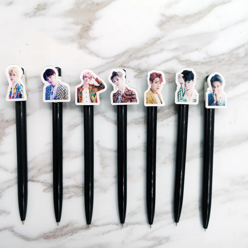 

Korea Fashion Kpop Cartoon Ballpoint Pen J-hope V Jungkook Suga JIN Cute Student Fans School Office Supplies Action Toy Figures