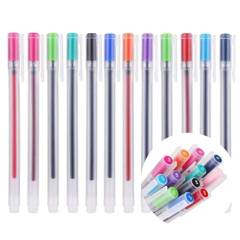 

12pcs/set Candy Color Gel Pens 0.5mm Kawaii Neutral Pens For Kids Multi-color Ink Gift School Supplies Office Korean Stationery