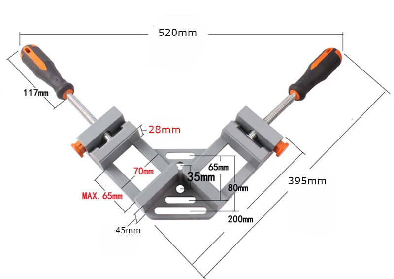 Угловой зажим с двойной ручкой и углом 90 градусов, деревообрабатывающие приспособления быстрого типа из алюминиевого сплава