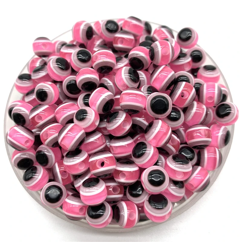 6 мм 8 мм 10 мм круглые разделительные бусины сглаза бусины полоса бусины-разделители из смолы для самостоятельного изготовления ювелирных изделий браслет Подвеска шармы - Цвет: Pink