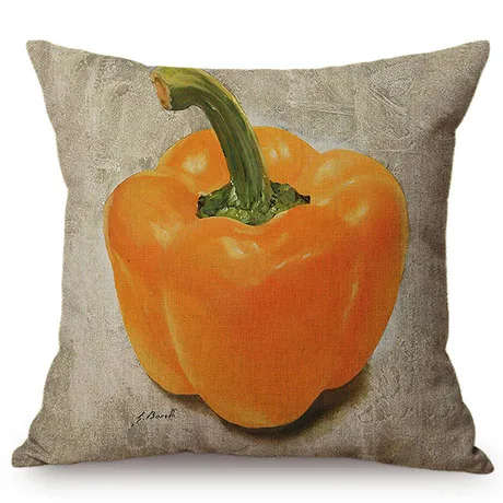 Nordic Farm Autumn Harvest Crops Oil Painting Art Style Decorative Cushion Cover Chili Olive Radish Linen Sofa Throw Pillow Case K118-1