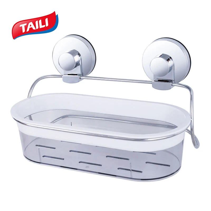 

TAILI Chrome Bathroom Shelves No Drilling Strong Suction hook Bathroom Accessories