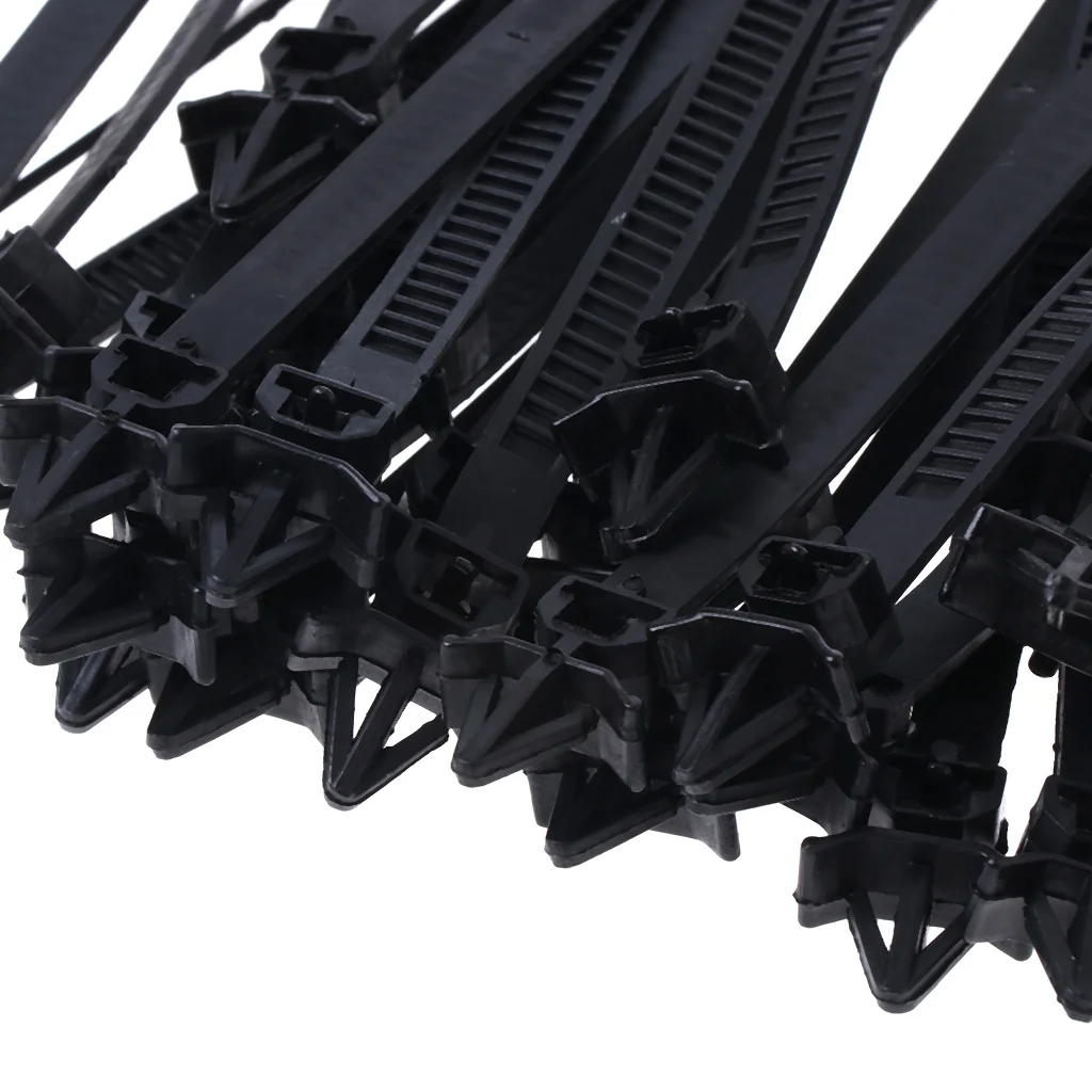 30 Pcs 175mm Nylon Black Car Cable Strap Push Mount Wire Tie Retainer