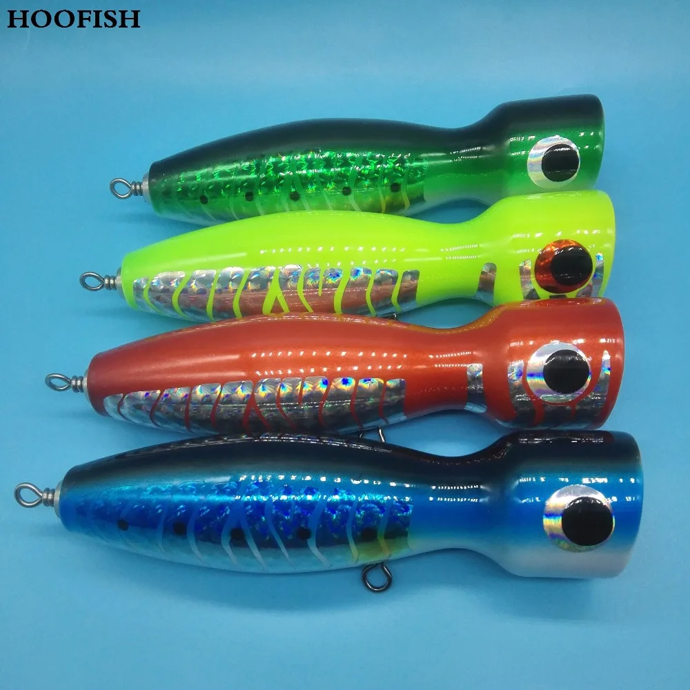 Buy HOOFISH Topwater Wooden Poppers 100g/16cm Deep Sea