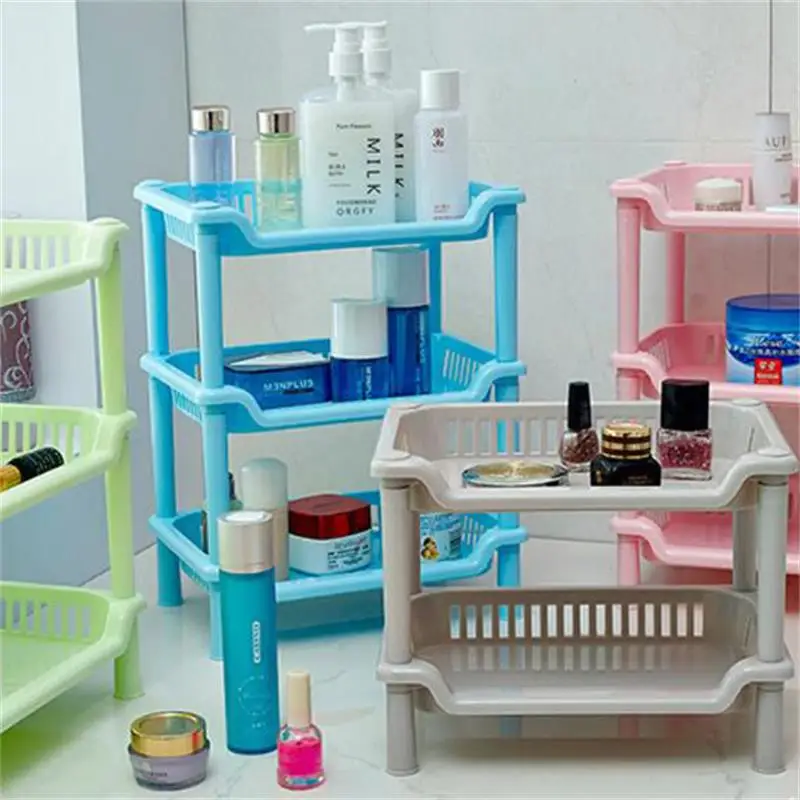 3 Layer Square Bathroom Rack Plastic Multifunctional Shelves Corner