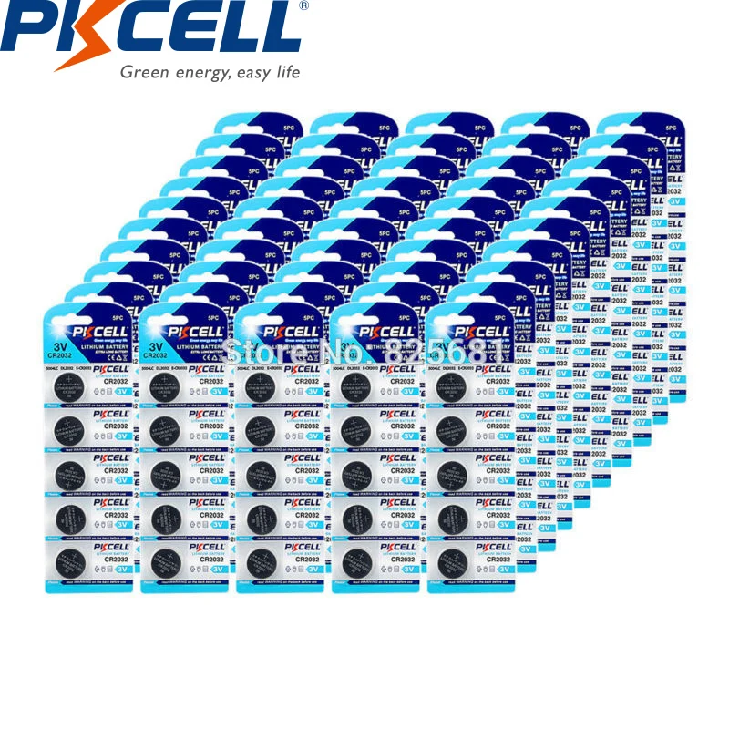 250 шт. батарейки PKCELL 2032 CR2032 DL2032 Cr 2032 3V 210mAh литиевая батарея таблеточного типа Миниатюрный элемент питания для мобильного часо-часы-калькулятор фонари