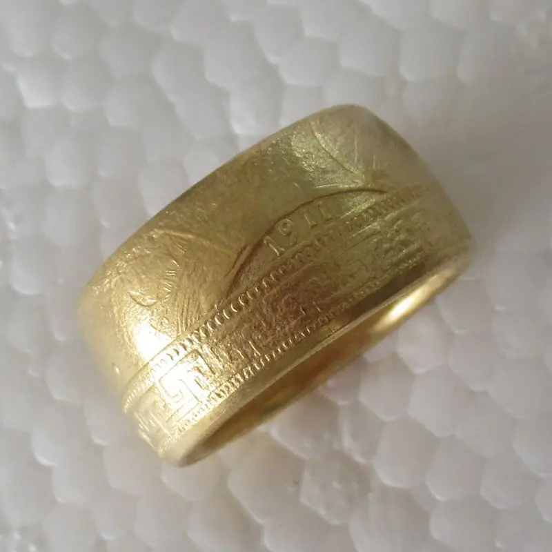 

Coin Ring Handmade from Chinese Copy Coin 1911 Year Outside of the Ring Real Gold Plated Handcraft US Size 9-16#