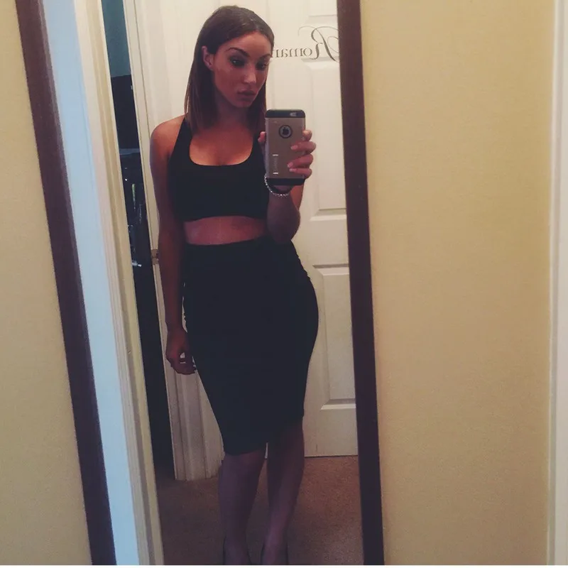 2016 Fashion Women Summer Sets 2 Pieces Club Dress Set Female O Neck Crop Tops & Skirt New Sexy Strapless Women\'s Clothes Suit (9)