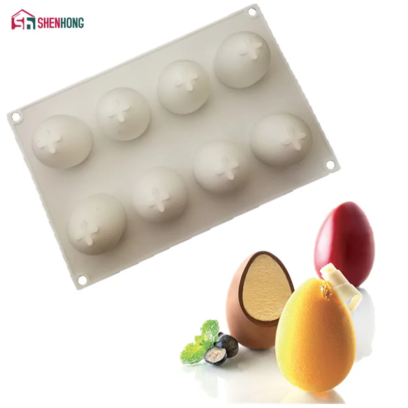 SHENHONG 8 Holes Egg Shape Silicone Cake Mold DIY 3D Oval Mould Cupcake  Cookie Muffin Soap Moule Baking Tools Mold