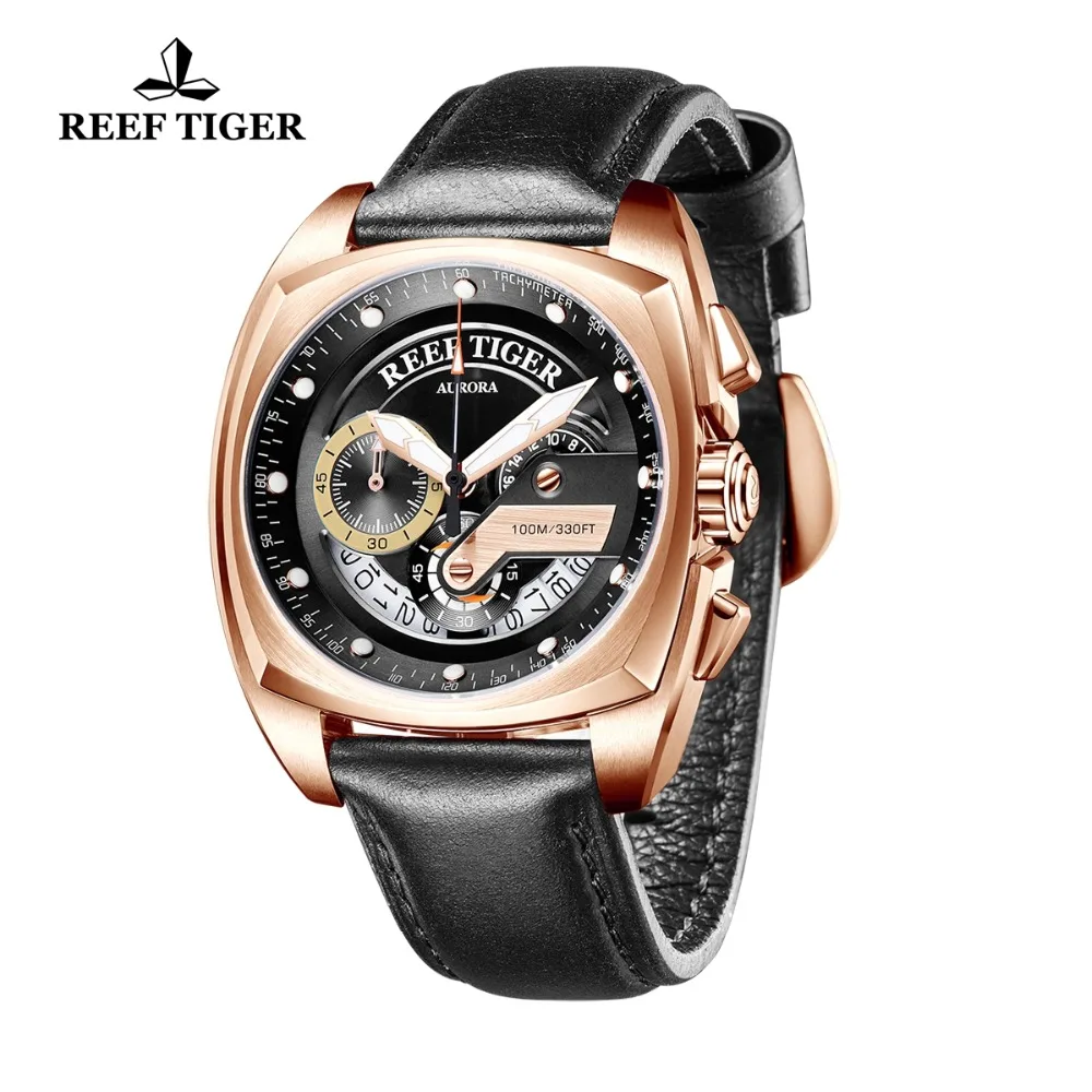 Reef Tiger/RT новые модные спортивные часы, мужские кварцевые часы с хронографом, военные часы, водонепроницаемые, relogio masculino RGA3363