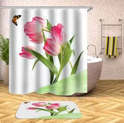 Зимний жасмин печати моющийся ванный занавески экран для ванной украшения полиэстер ткань занавески
