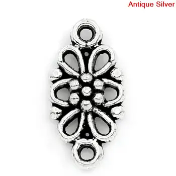

DoreenBeads Zinc metal alloy Connectors Findings Findings Flower Antique Silver Color Flower Hollow Pattern 16mm x 8mm, 15 PCs