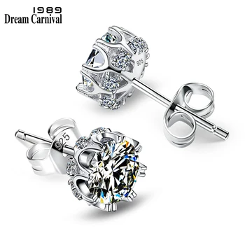 DreamCarnival 1989 Popular Style Sterling Silver 925 High Quality Zircon Stone White Luxury Daily Wear Silver Earrings SE10817R