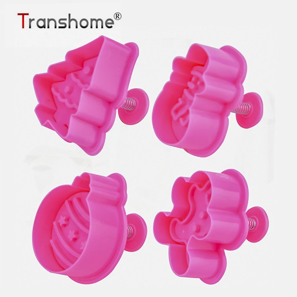

Transhome Gingerbread House Cookie Tools 4Pcs/SetChristmas Cookie Cutters Christmas Pattern Biscuit Mold Cake Baking Mold