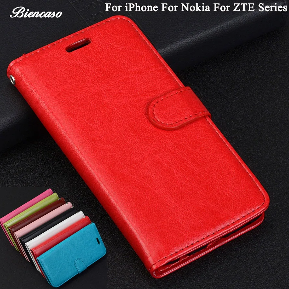 Beste Biencaso Case Voor iPhone 7 6 6 s 5 5 s SE 4 s Plus PU Leer portemonnee Flip Kaarthouder Cover Voor ZTE Blade L3 S6 V7 ZMax 2 Z958 B82