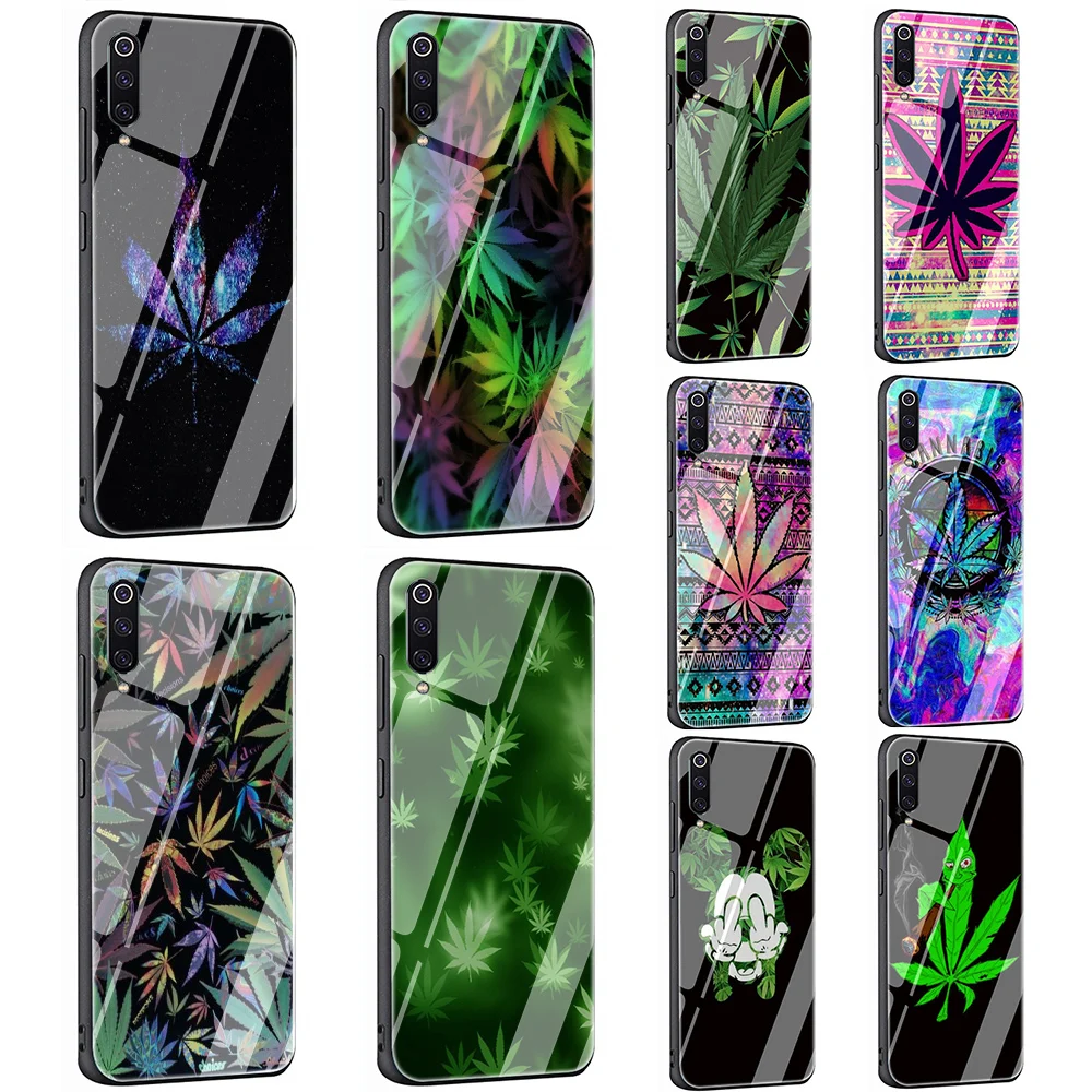 

Weed Leaf Grass Tempered Glass TPU Case for Xiaomi 8 Lite A1 A2 9 Redmi Note 5 6 7 Pro 6A 4X POCOPHONE F1