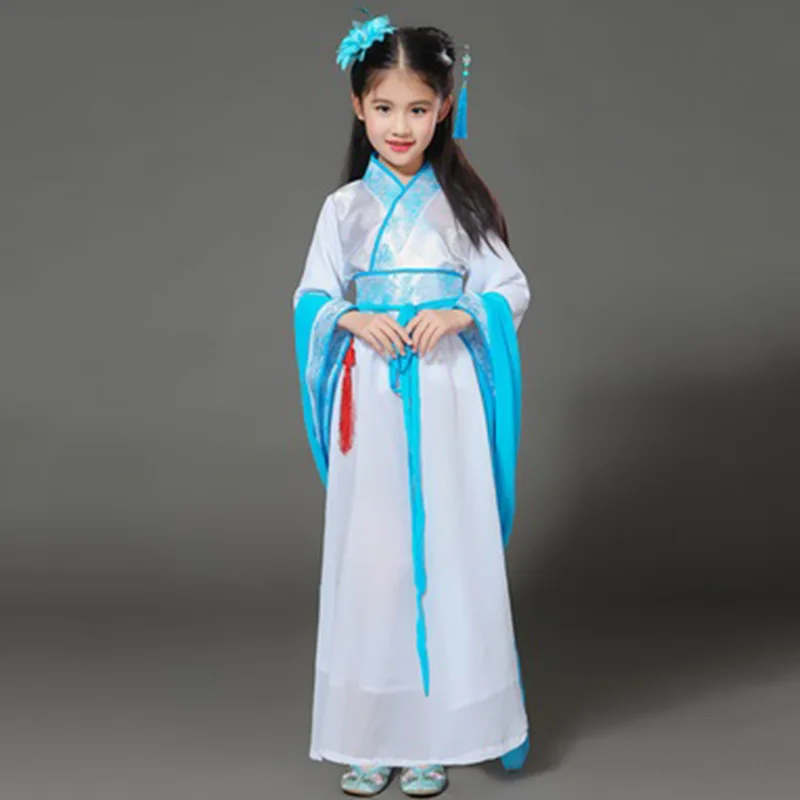 Hanfu/Детский костюм для китайского традиционного танца, костюм для девочек, одежда для сцены, одежда для восточных выступлений, праздничный наряд, народное платье DC1845