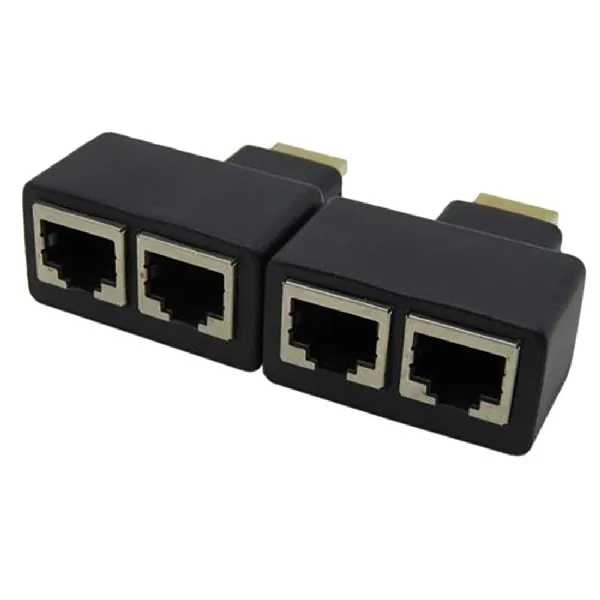 

Converter Portable 2Pcs Portable RJ45 HDMI To Dual Port Network Cable Extender Adapter for HD-DVD PS3 STB